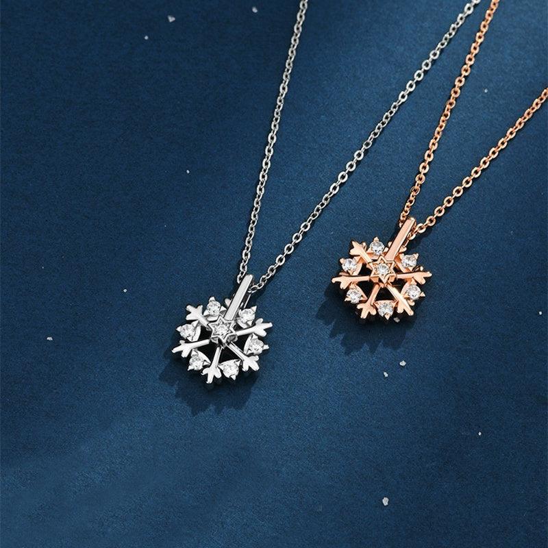 Rotatable 925 Silver Snowflake Necklace | Daily Wear