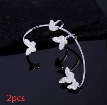Sparkling Butterfly Ear Clips | Daily Wear A Silver Right 2pcs