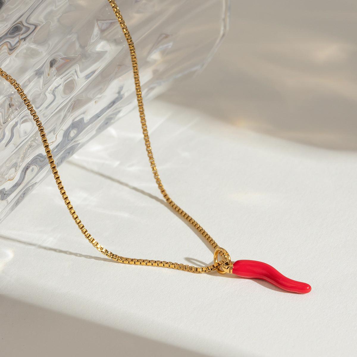 18K Gold Electroplated Red Chili Pendant | 2025 Red Gold
