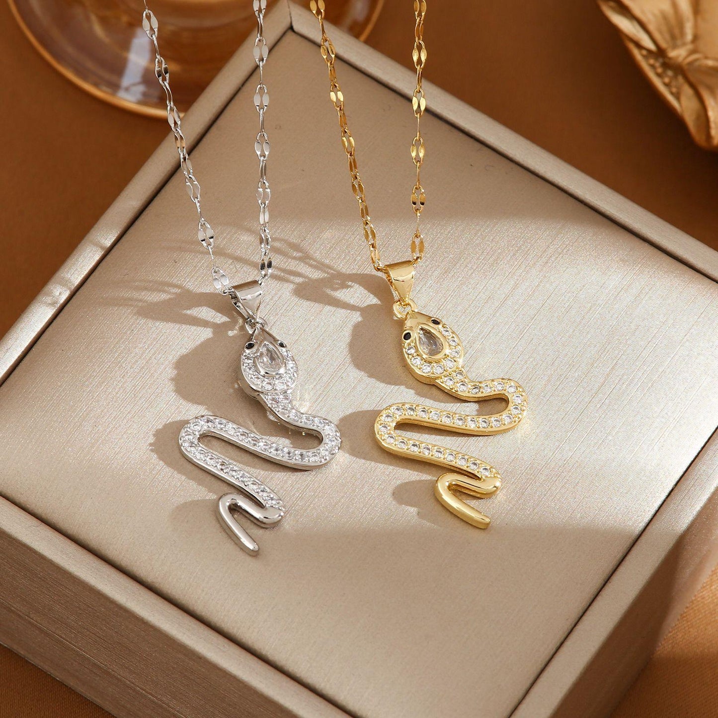 Snake Rhinestone Necklace | Fashion Jewelry