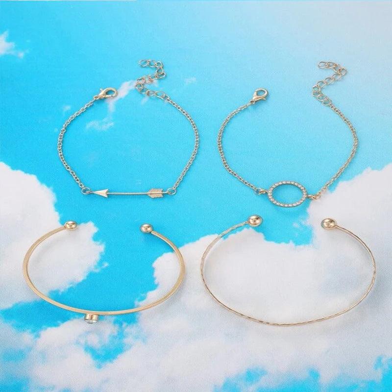 Women's 4 Piece Rhinestone Bracelet | Fashion Wear