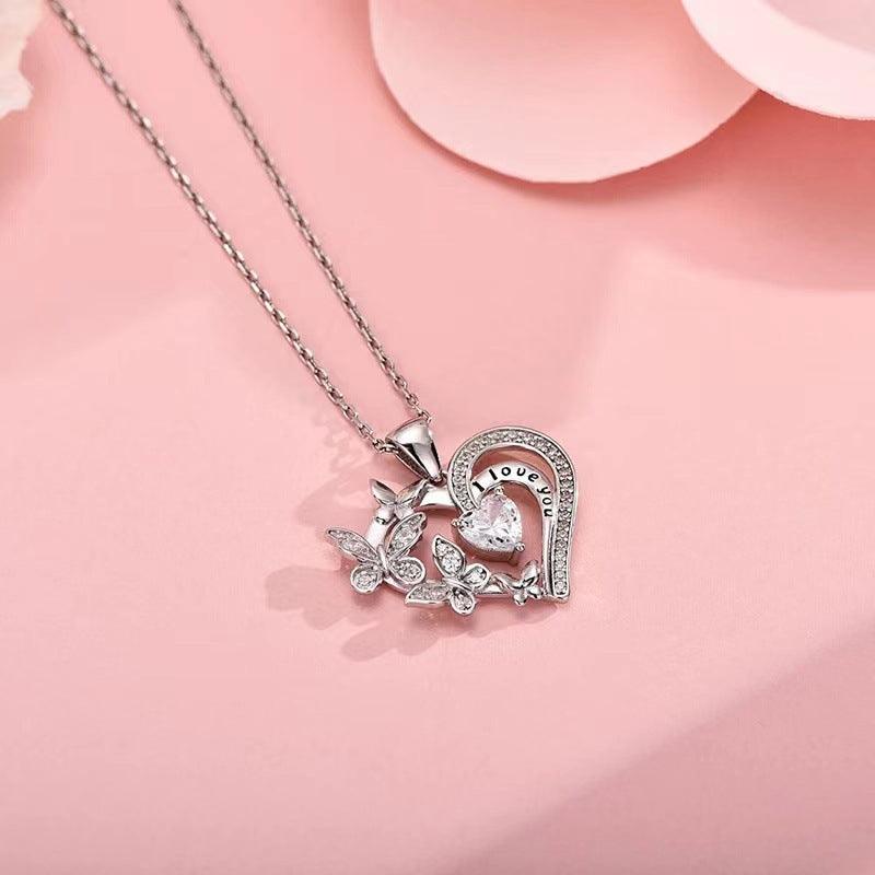 Butterfly Love Necklace With Rhinestones | Daily Wear