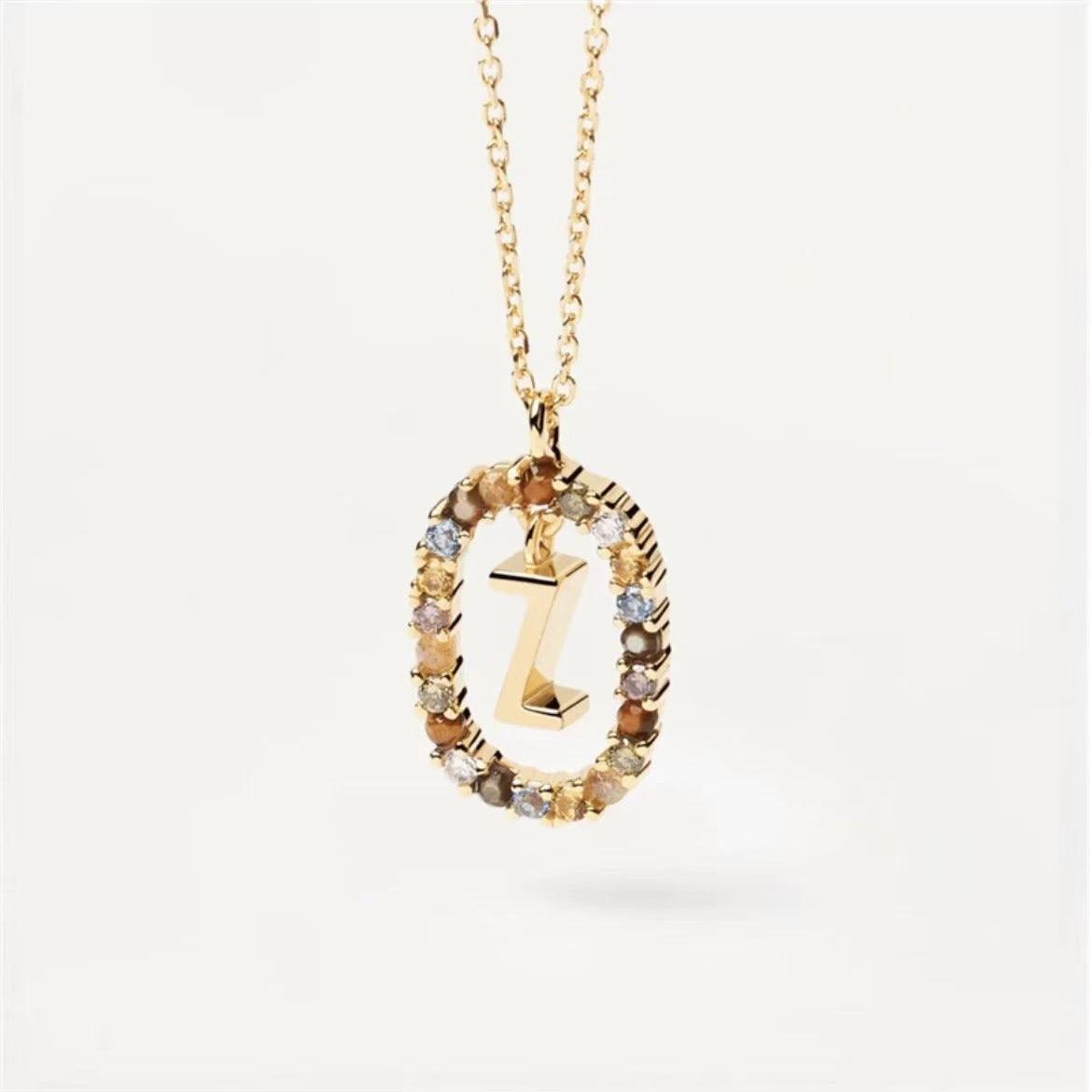 Rhinestone Alphabet Necklace 18K | Fashion Jewelry Z