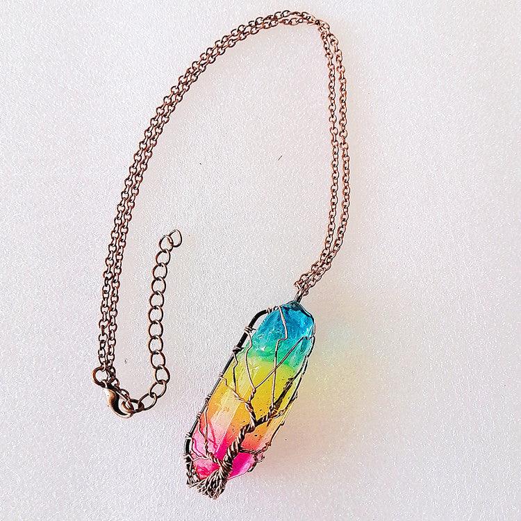 Stone Crystal Pendant Fashion Necklace Colorful chain 1PCS
