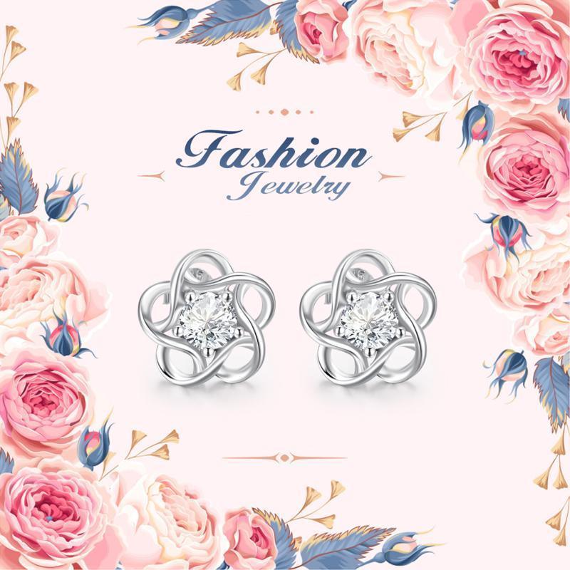 Flower Stud Earrings In Sterling Silver | Daily Wear