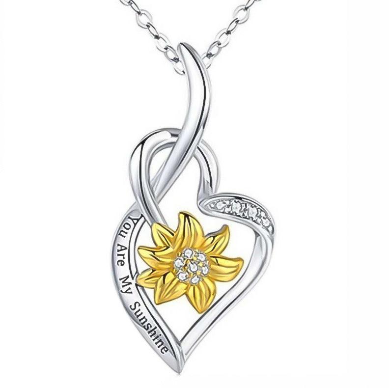 Sunflower Heart-Shaped Small Pendant Necklace | Daily Wear D