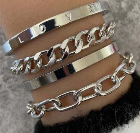 Simple Smooth C-shaped Hollow Bracelet | Fashion Collection Silver