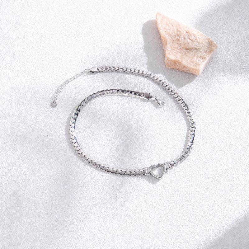 Simple Hollow Heart Bracelet | Daily Wear Silver