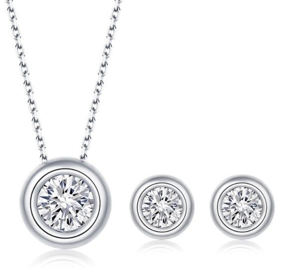 S925 Silver Inlaid Moissanite Jewelry Set