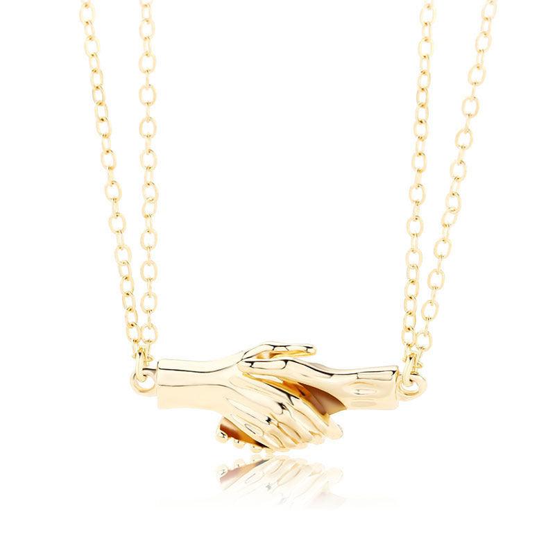 Magnetic Palm Couple Necklace Gold