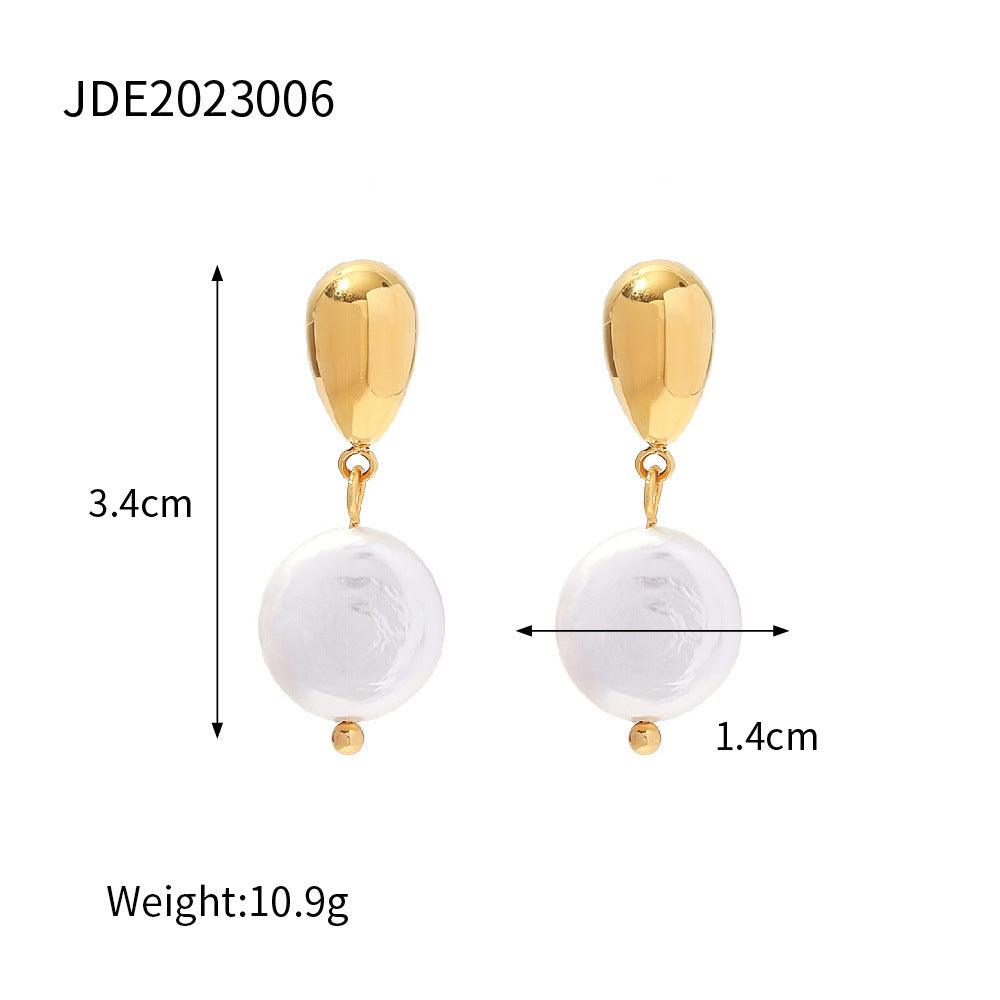 Freshwater Pearl Earrings | Daily Wear Gold White - F