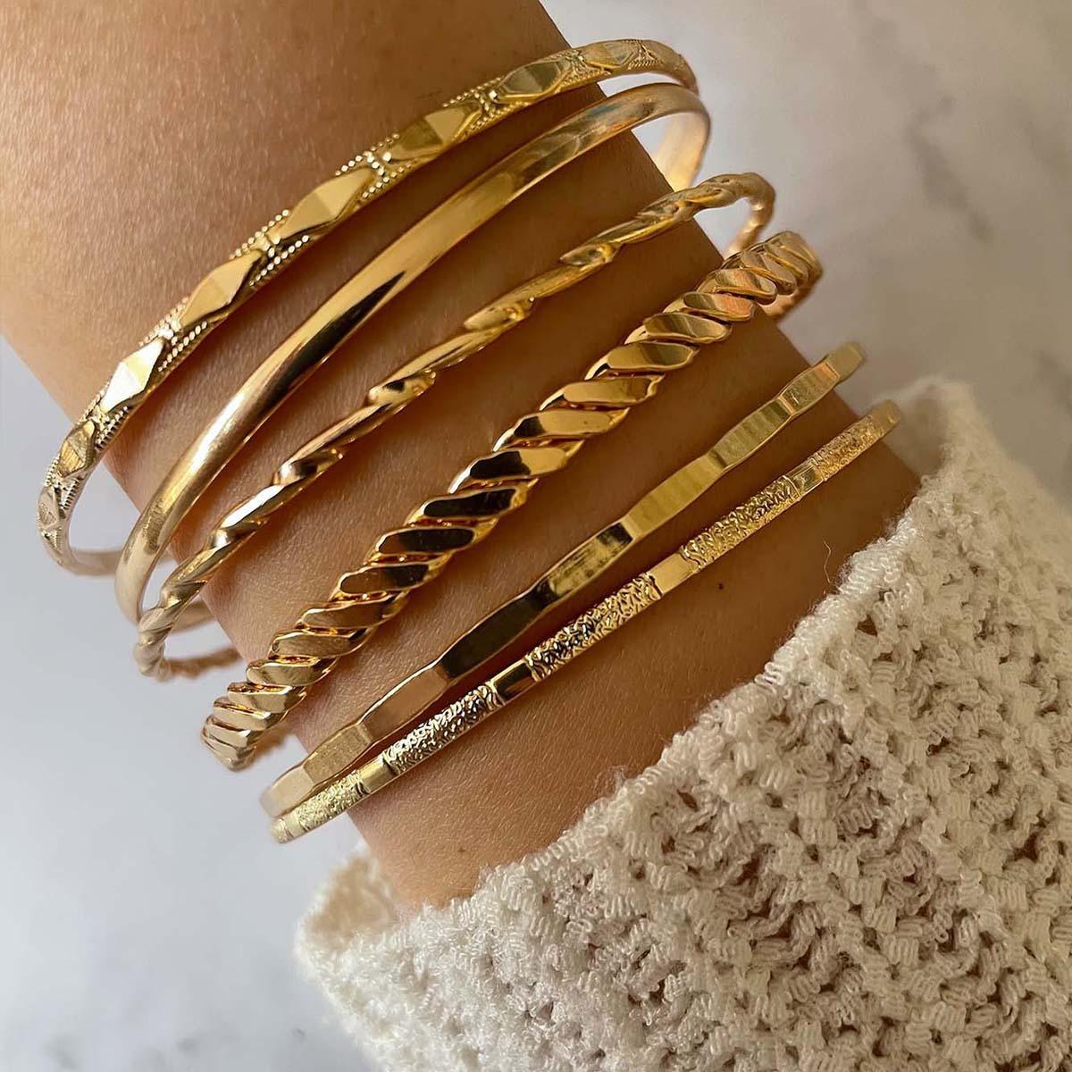 Bohemian Metal Geometric Bracelet Set | Fashion Collection