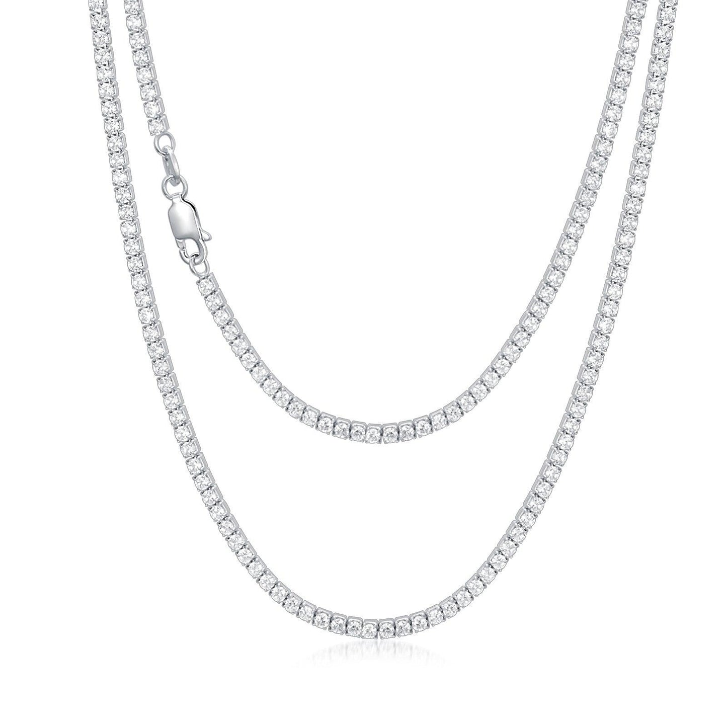 Tennis Chain Necklace in 925 Sterling Silver | Fashion Wear