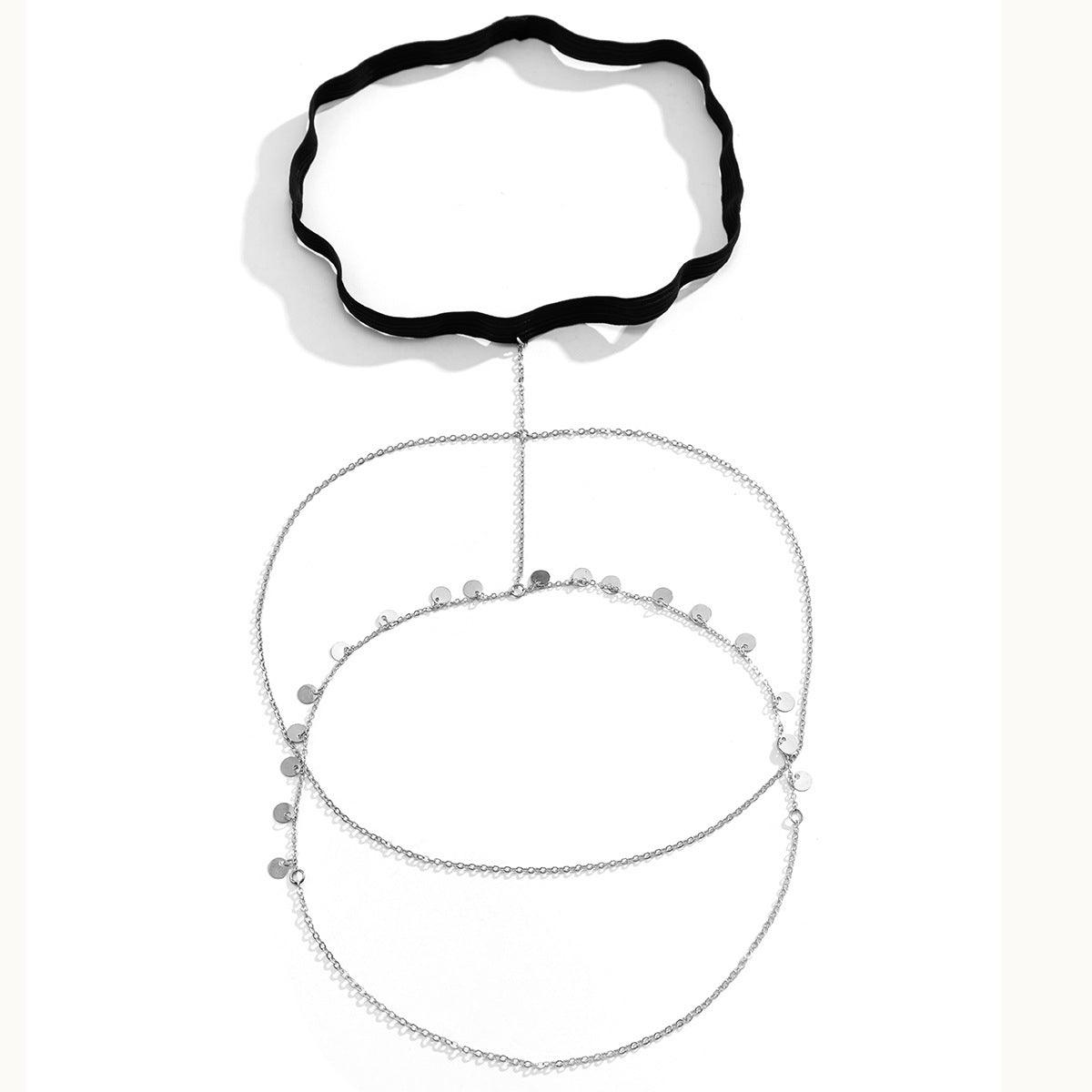 Elegant Geometric Body Chain | Party Collection Silver