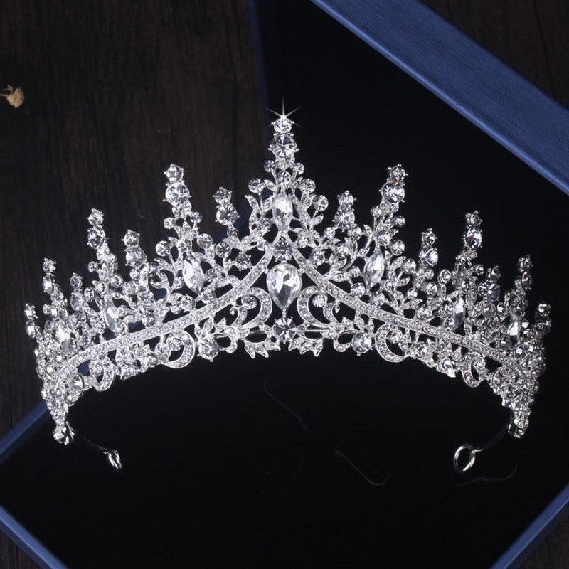 Silver Crystal Drop Bridal Jewelry Set | Wedding Collection Crown