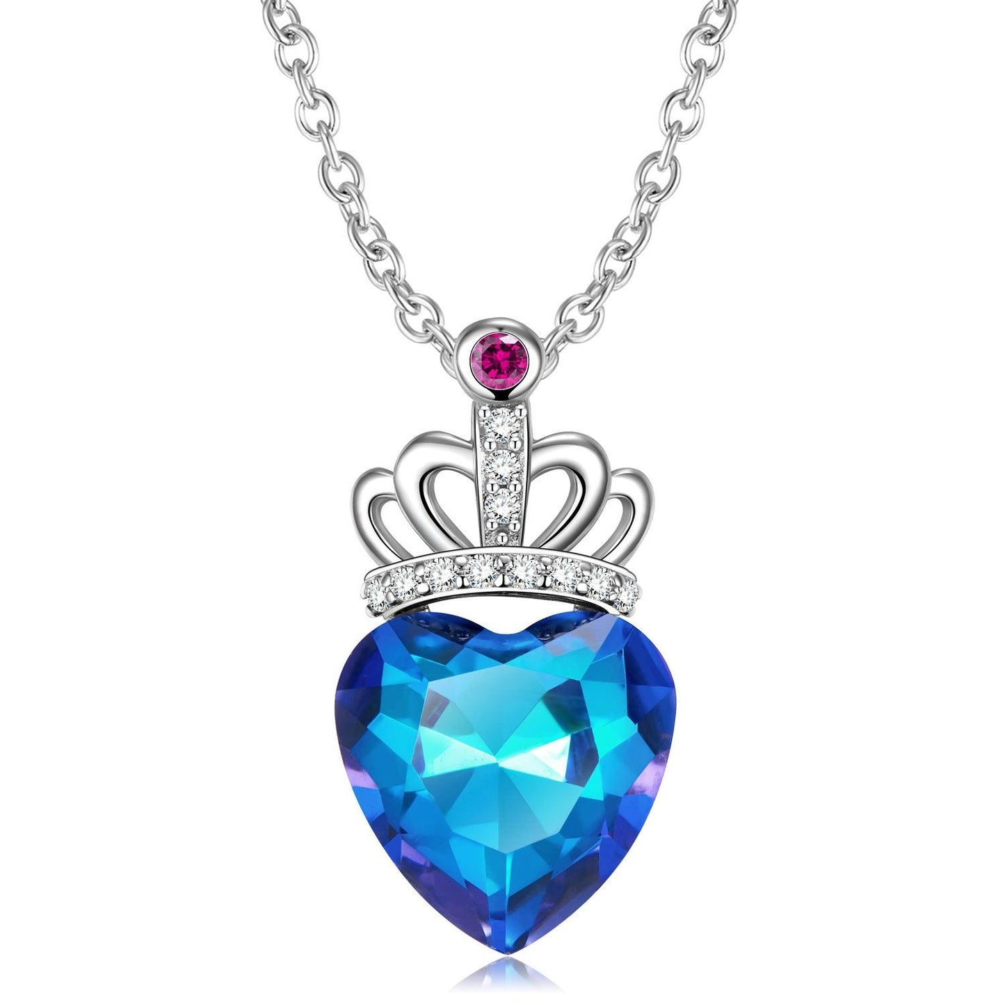 S925 Silver Peach Heart Crown Necklace | Daily Wear Set