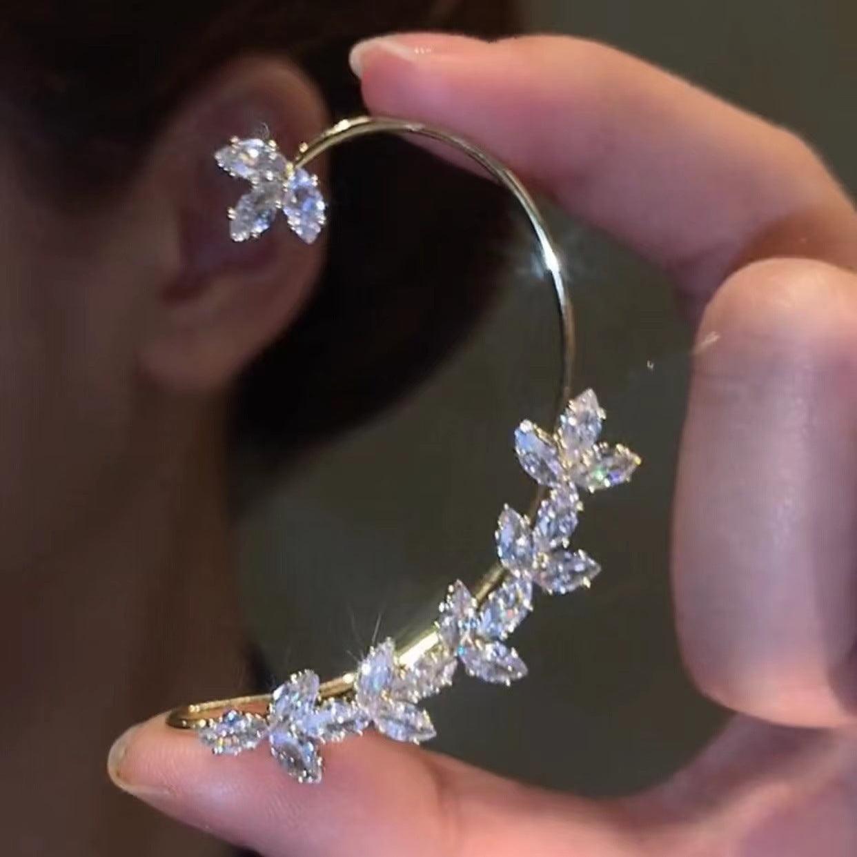 Women's Zircon Clip Wheat Earrings