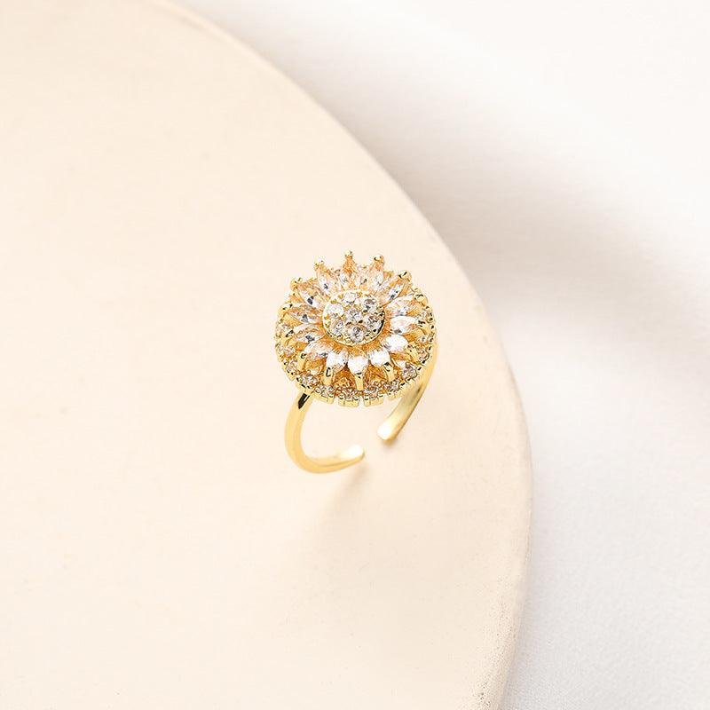 Classic Charm Sunflower Necklace Earrings Set | Daily Wear Sunflower Ring