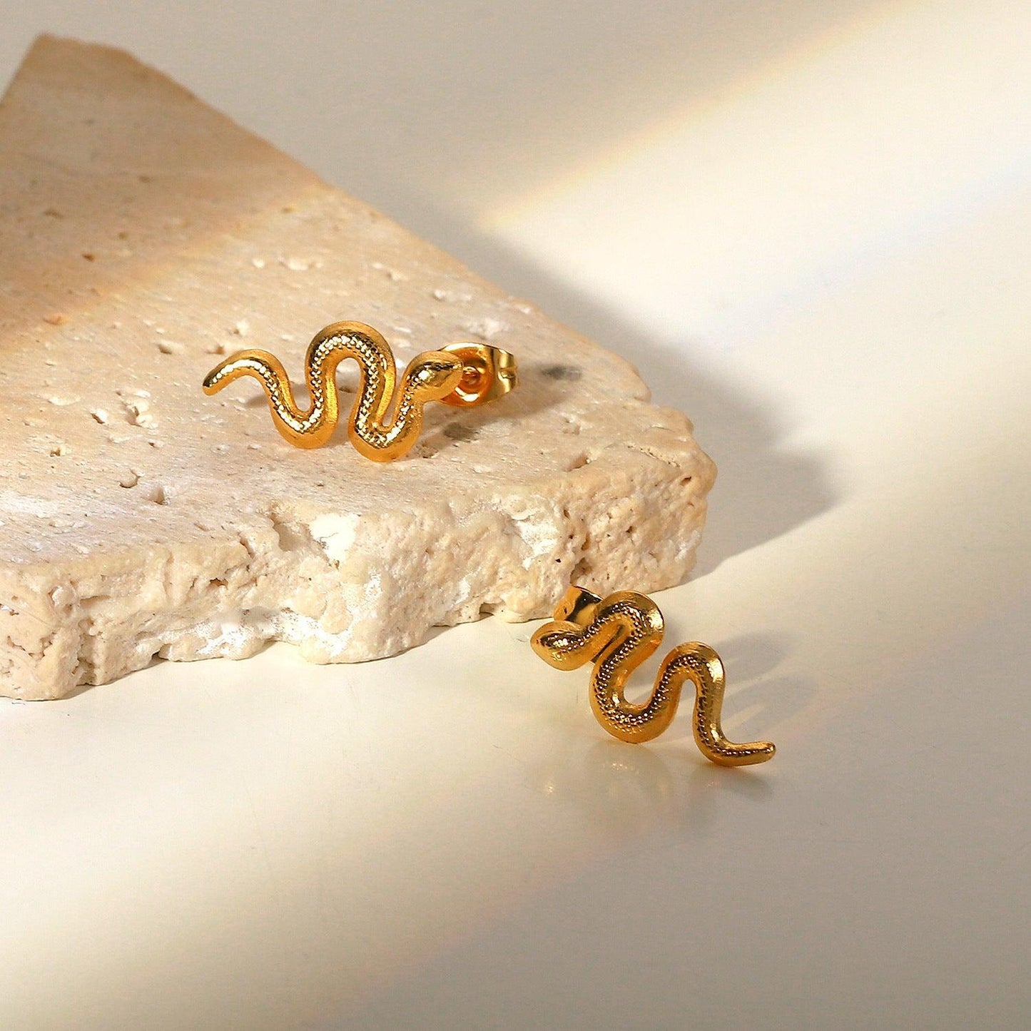 18K Gold Plated Snake Studs | Daily Wear