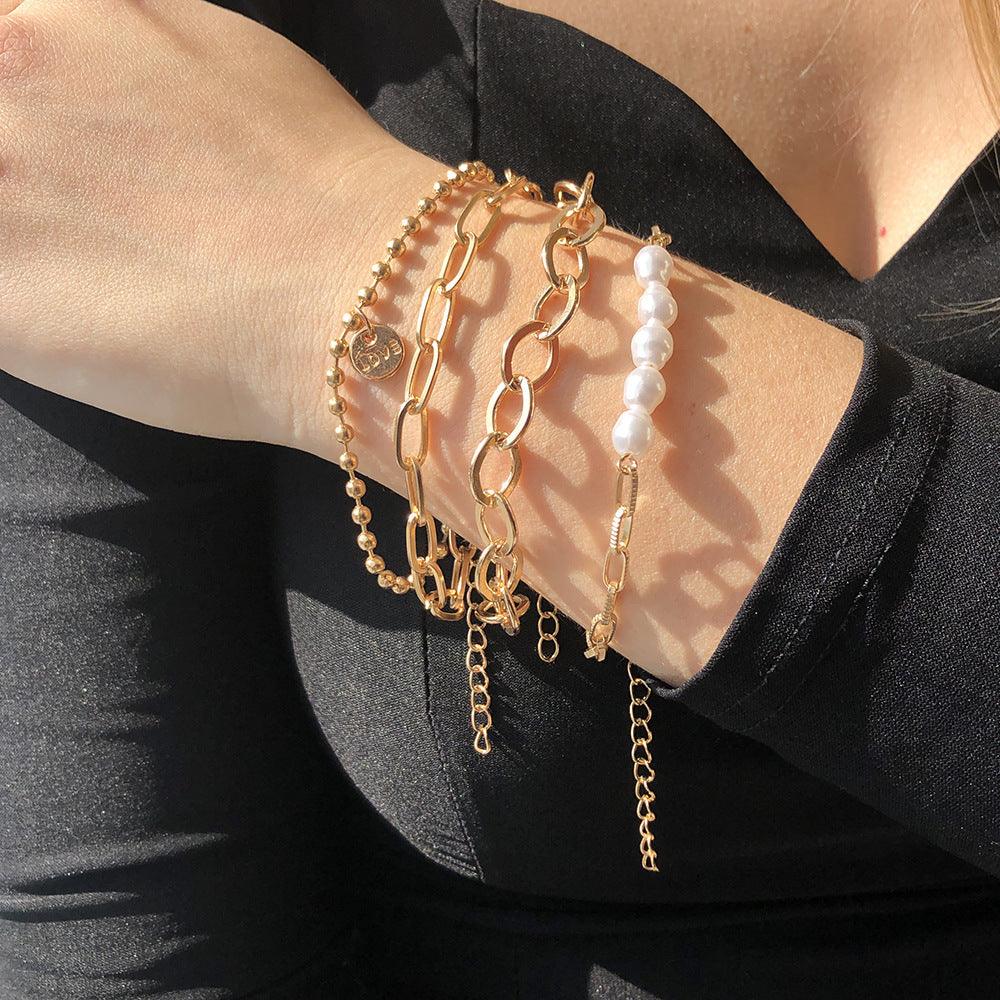 Geometric Retro Pearl Bracelet | Daily Wear