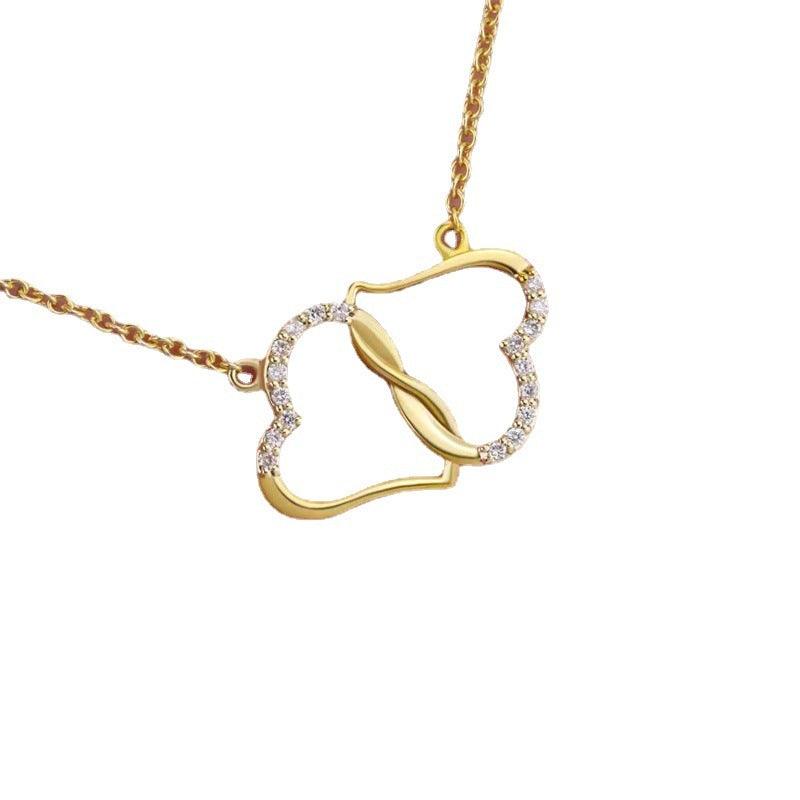 Double Heart Love Necklace With Rhinestones | Fashion Wear