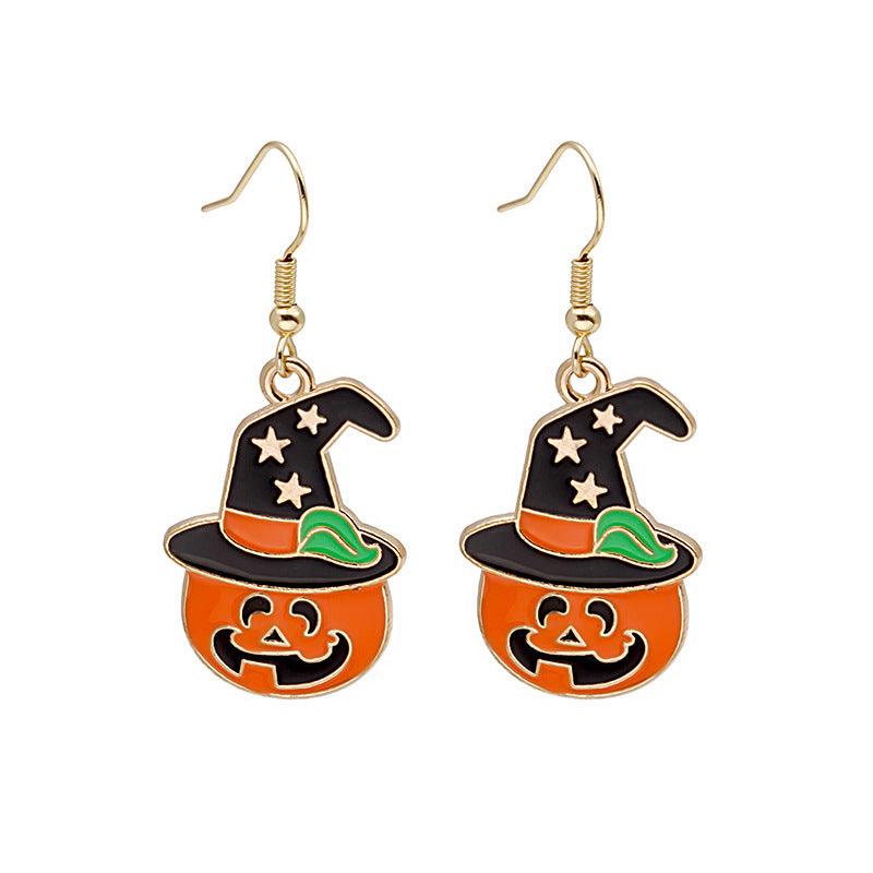Cute Pumpkin Spooky Oil Drip Alloy Earrings 4