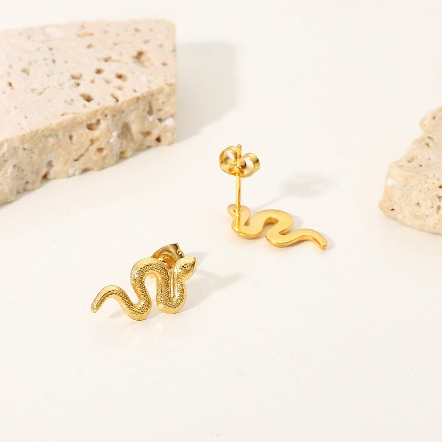 18K Gold Plated Snake Studs | Daily Wear