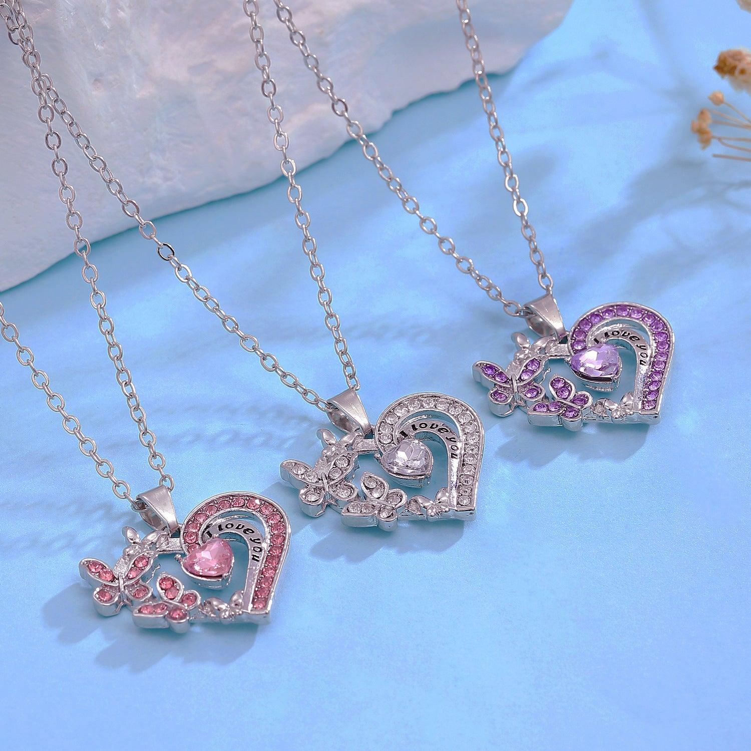 Butterfly Love Necklace With Rhinestones | Daily Wear