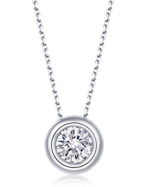 S925 Silver Inlaid Moissanite Jewelry Set 1.0 ct Moissanite Pendant