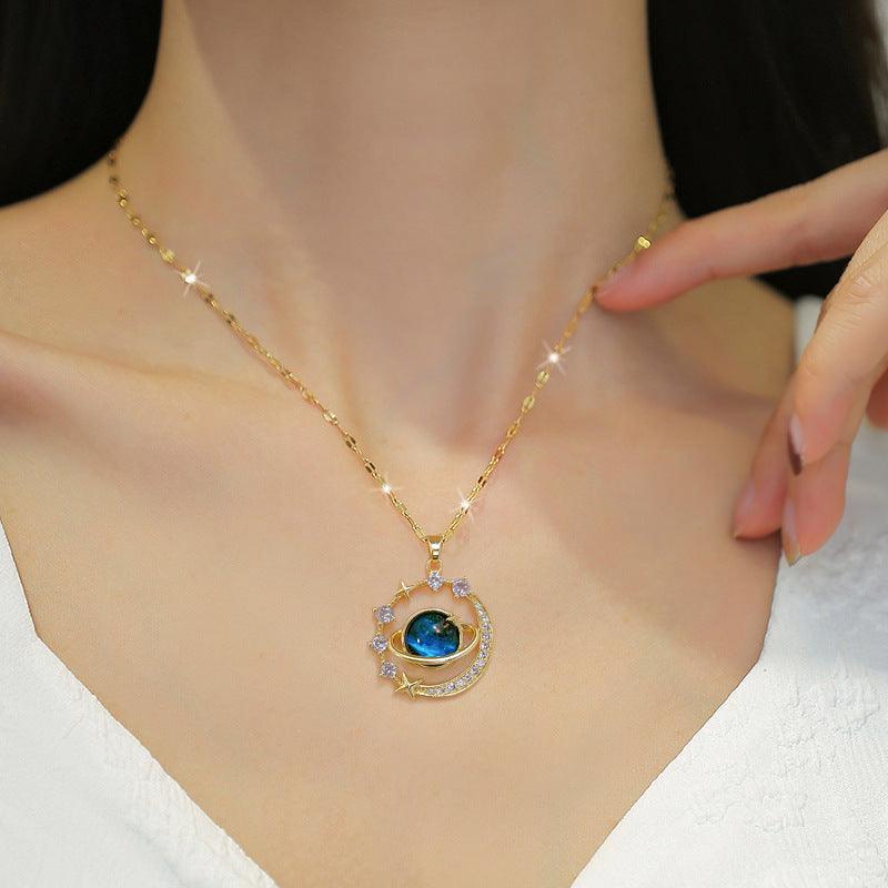 Starry Sky Planet Astronaut Necklace | Daily Wear Necklace