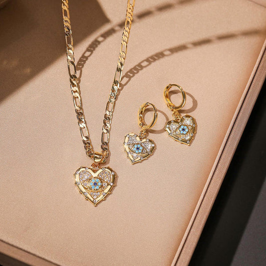 Golden Heart-shaped Zircon Set | Daily Wear Set