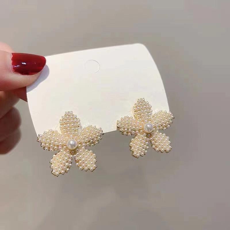 Pineapple Starfish Pearl Earrings Pearl Flower