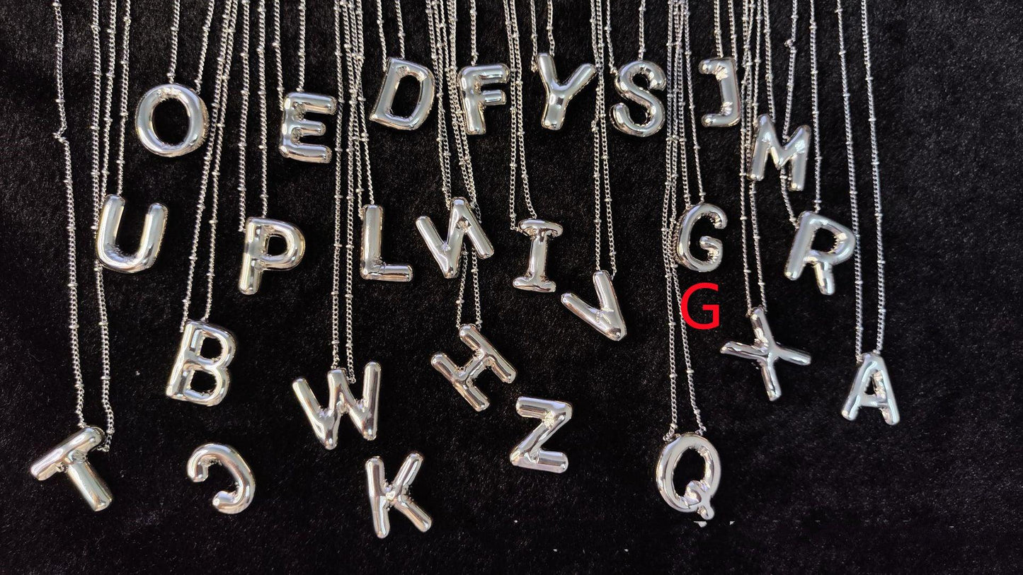 Glossy Letters Pendant Necklace | Fashion Wear G Silvery