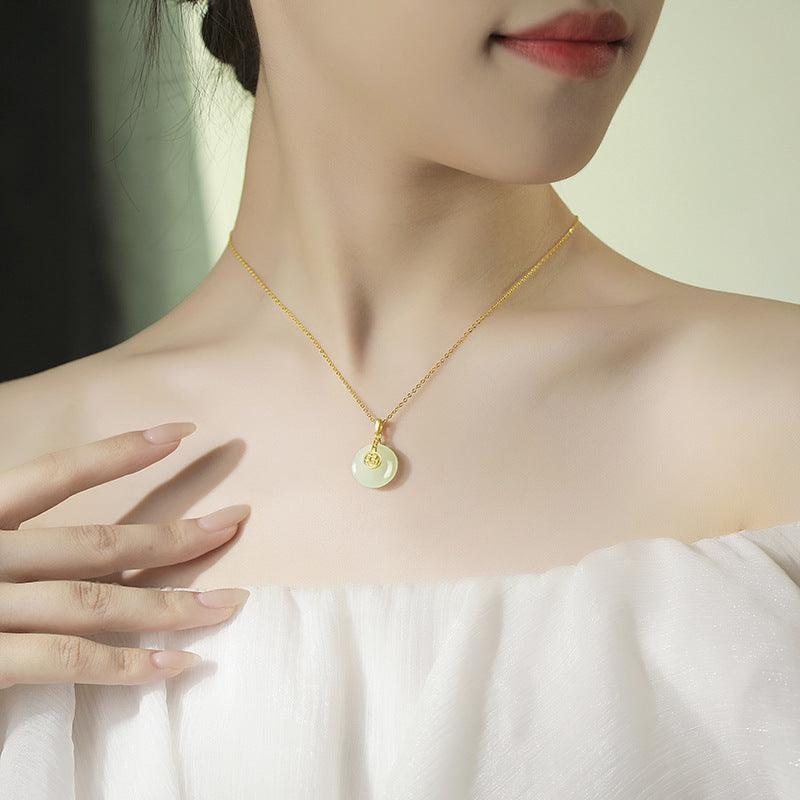 Nafu Peace Button and Field Jade Necklace