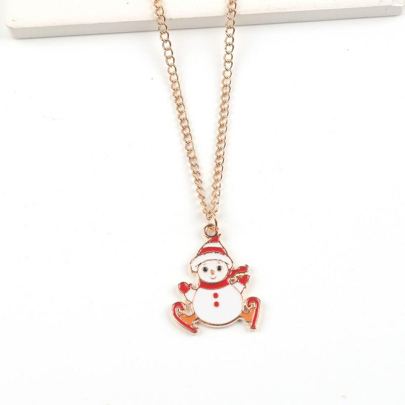 Cute Cartoon Necklace | BoldlyBeautifuls Skating Snowman Gold Chain