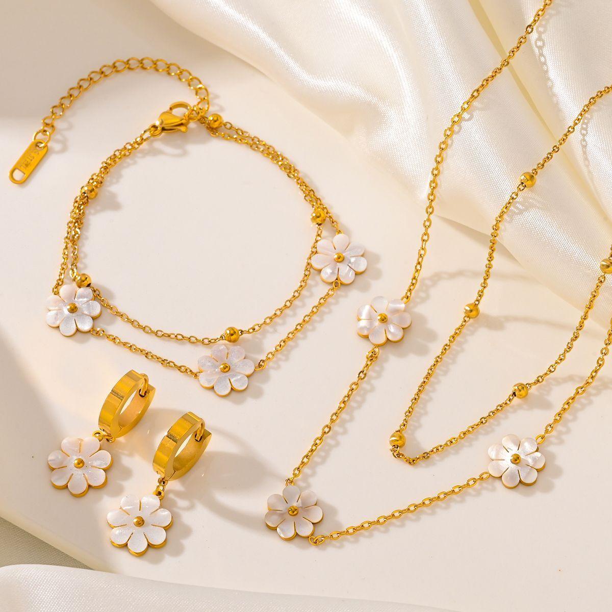 Flower Daisy Double Layering Jewelry Set | Daily Wear
