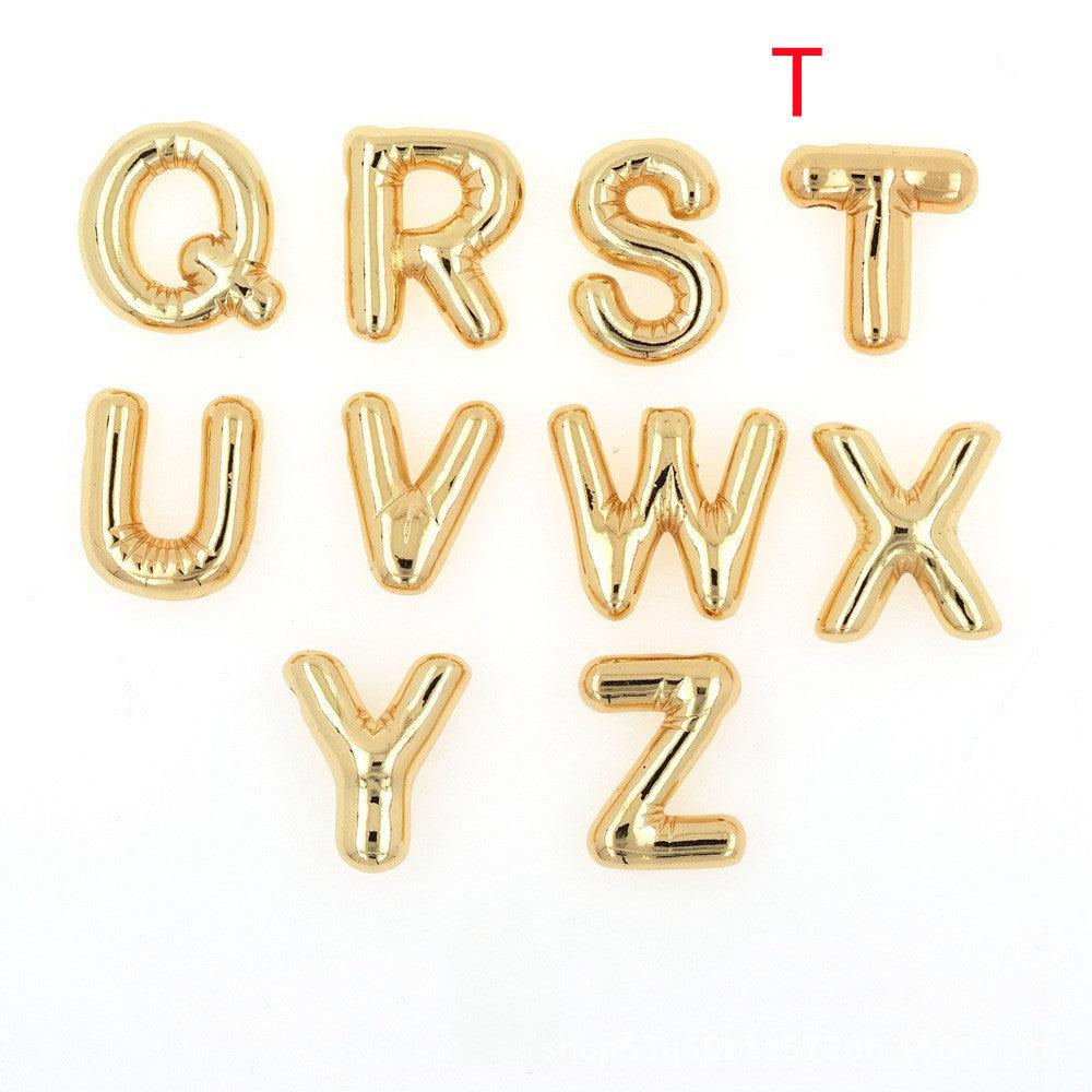 Glossy Letters Pendant Necklace | Fashion Wear T Gold