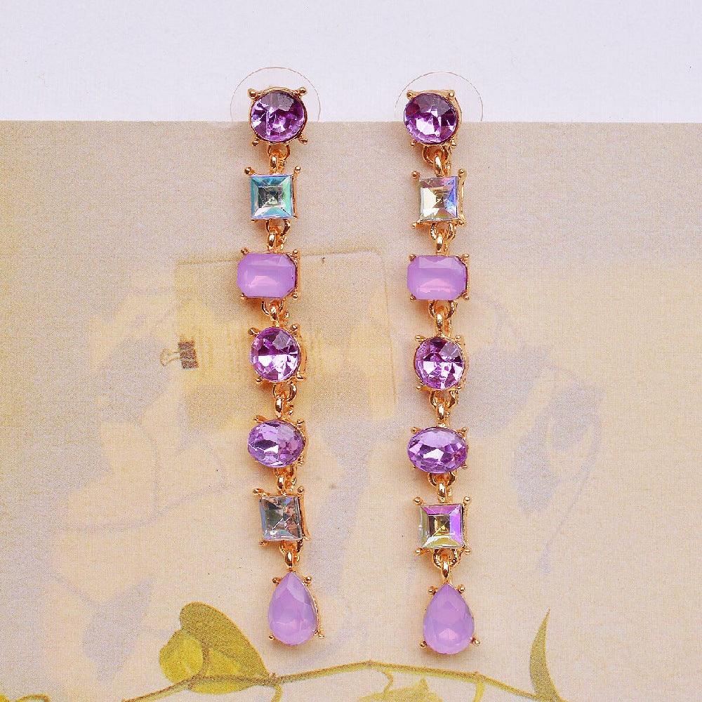 Multicolor Crystal Tassel Long Earrings | Daily Wear