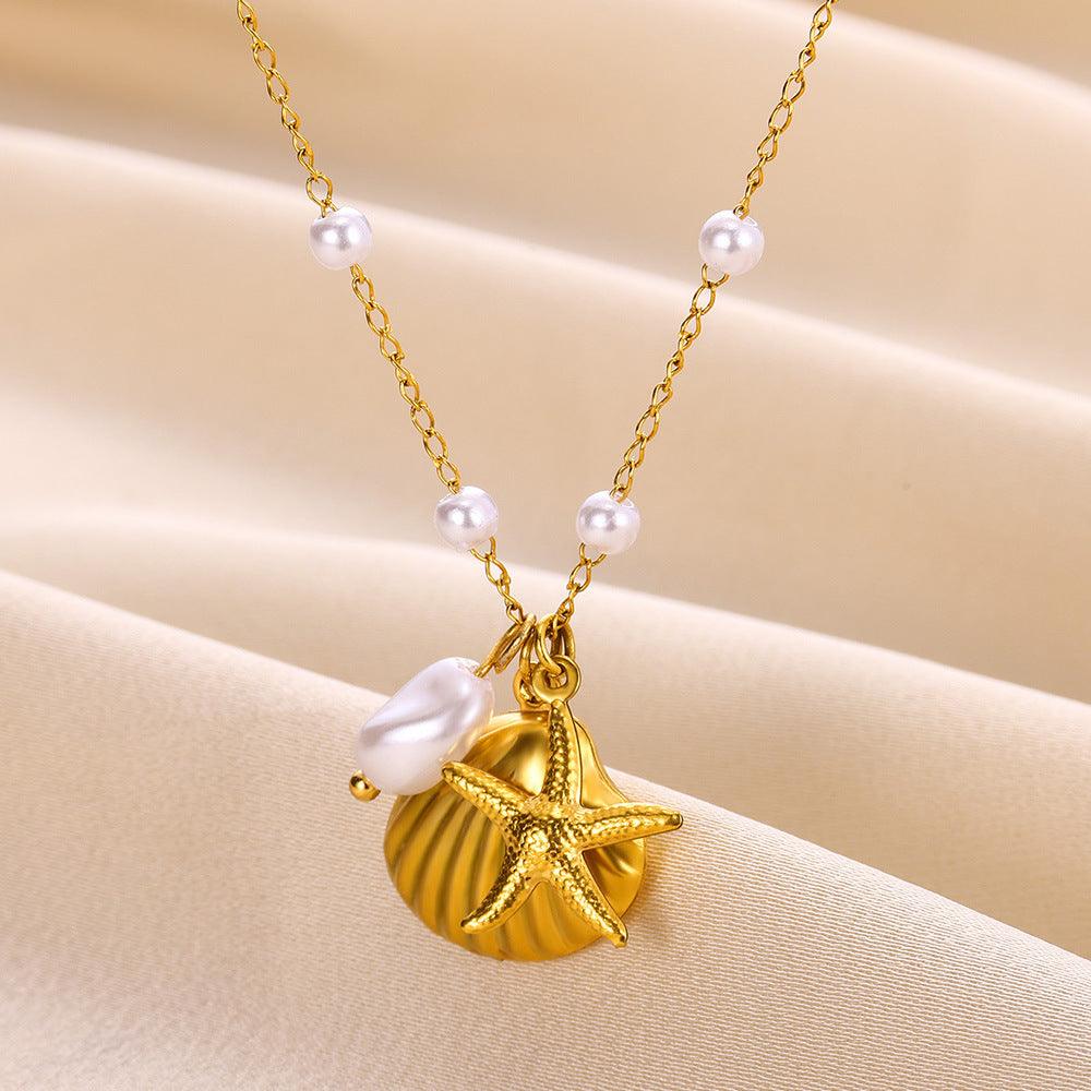 Shell Starfish Pendant Necklace | Beach Jewelry