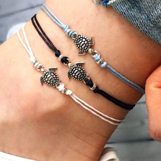 Vintage Wax Rope Turtle Anklet Bracelet | Beach Collection