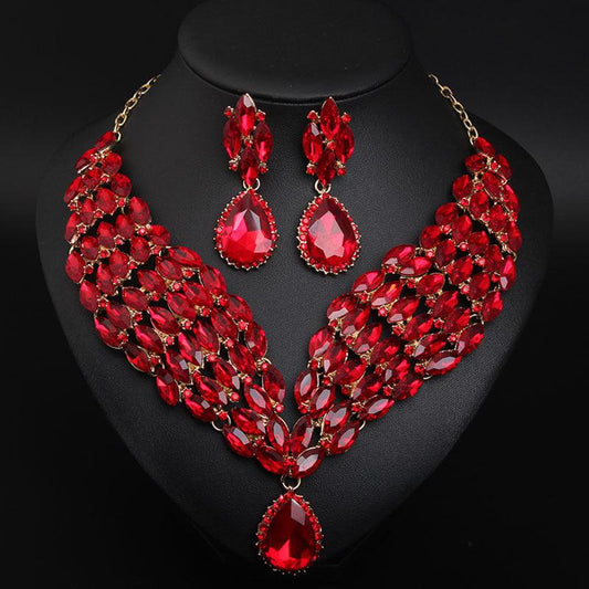African Crystal Jewelry Set | Party Wear Red