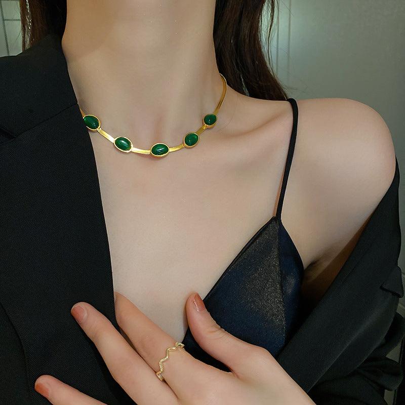 Green Crystal Snake Multilayer Necklace | Daily Jewelry