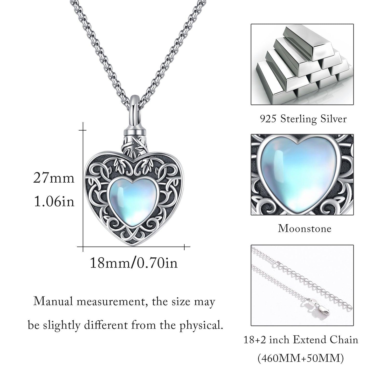 Heart Necklace for Ashes In 925 Sterling Silver