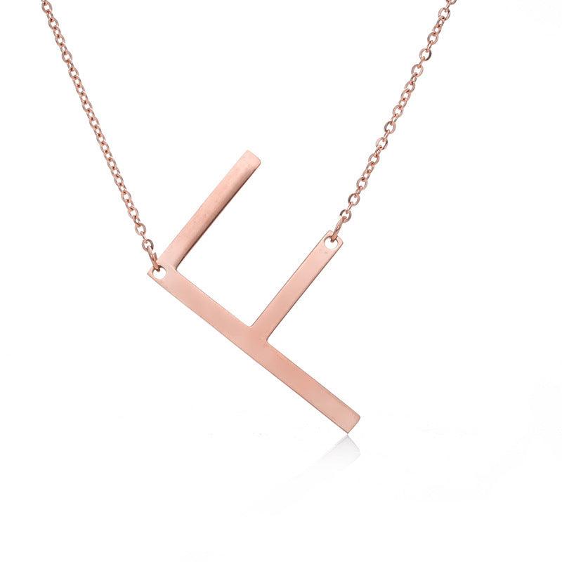 Initial Letter Pendant & Necklace | Gold Plated Rose Gold F