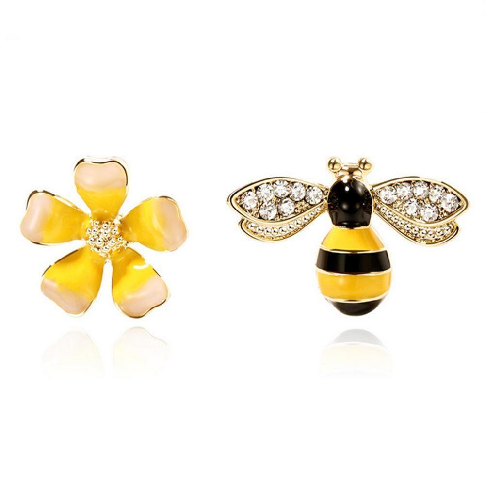 3 Korean Style Rhinestone Bee Studs Style-A