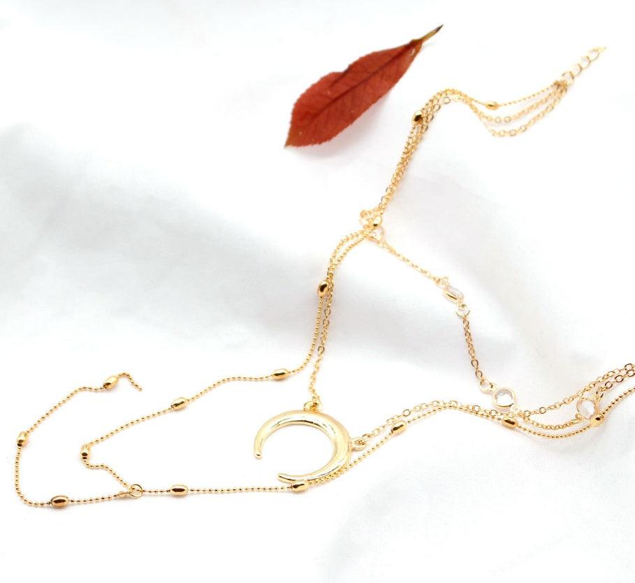 Multilayer Crescent Moon Choker Necklace | Daily Wear