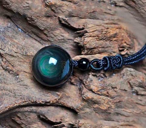 Natural Obsidian Pendant Good Luck Necklace