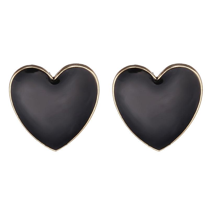 Heart Stud Earrings Trendy Jewelry Statement Earring Black heart