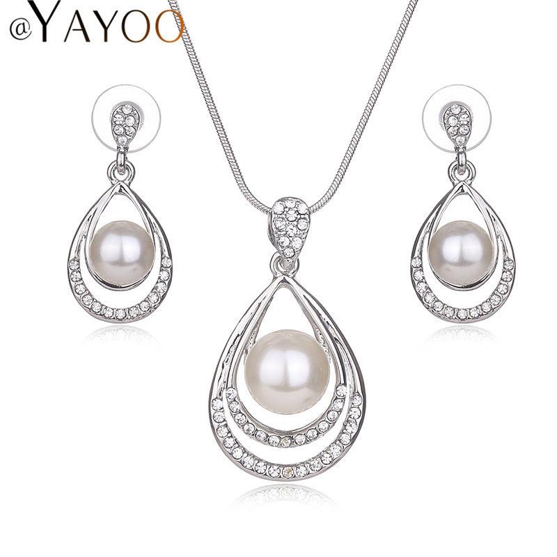 Elegant Pearl Jewelry Set for Women Silver