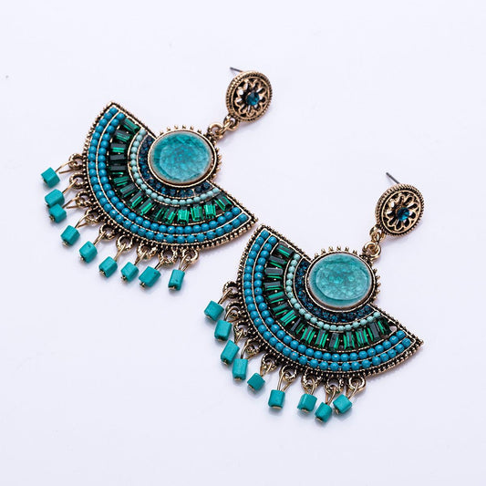 Elegant Bohemian Tassel Earrings For Women green
